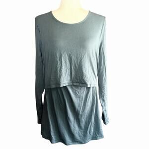 Quince Tencel Jersey Maternity & Nursing L/S Relaxed Fit Tee Dark Olive L